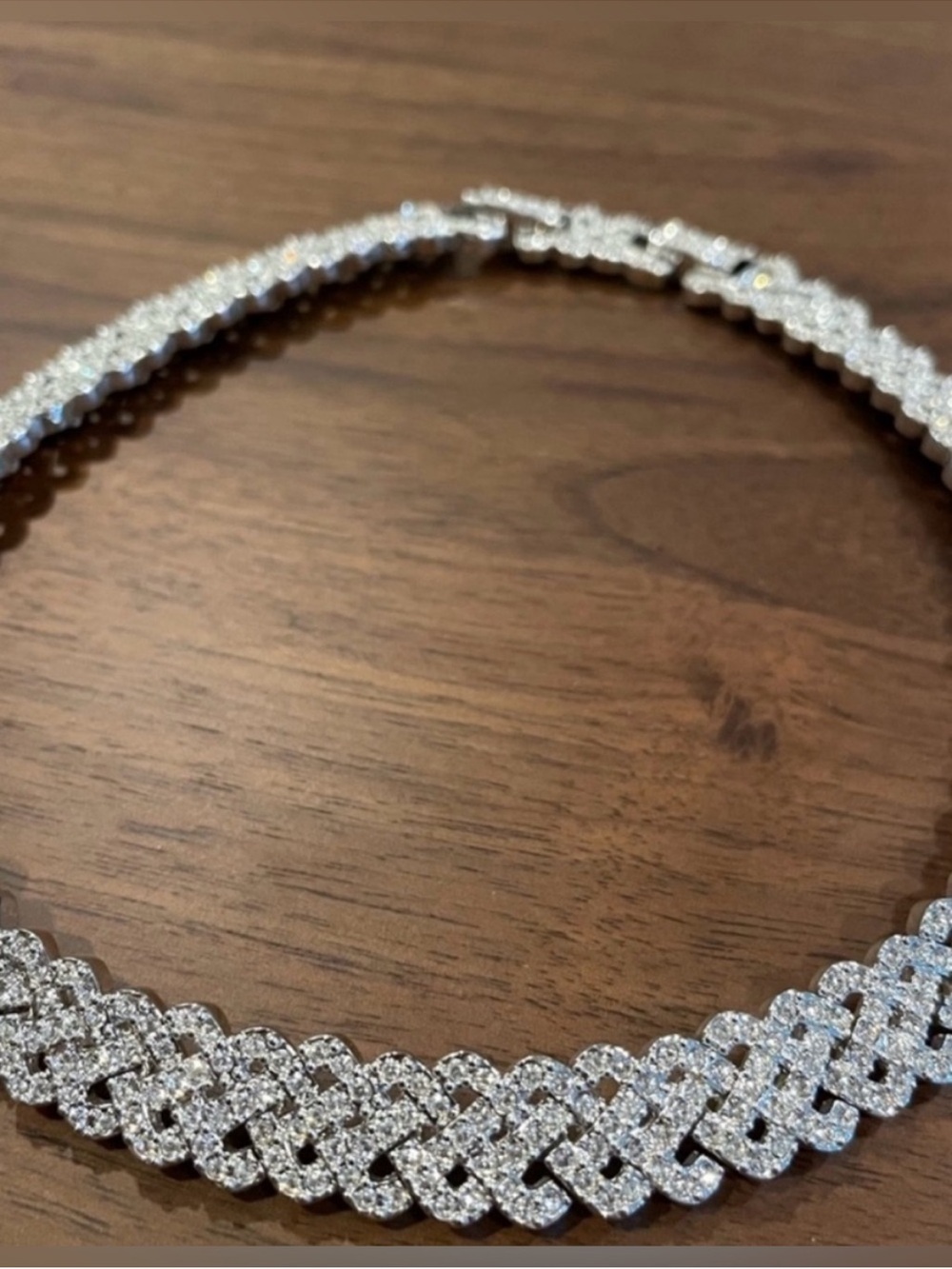 Swarovski Silver Crystal Braided Choker Necklace and Earrings